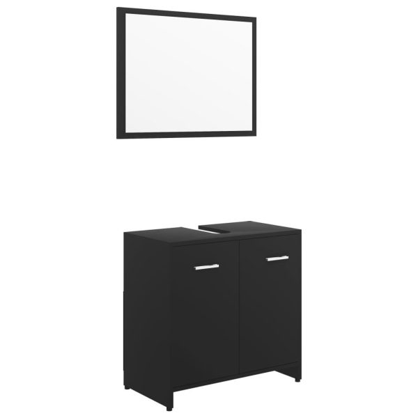 4 Piece Bathroom Furniture Set Engineered Wood – Black