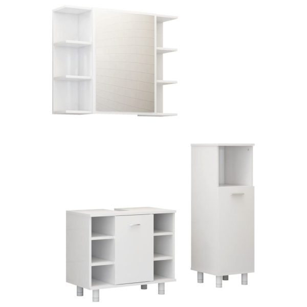 3 Piece Bathroom Furniture Set Engineered Wood – White