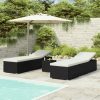 3 Piece Garden Sun Loungers with Tea Table Poly Rattan – Black and White