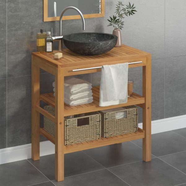 Bathroom Vanity Cabinet Solid Teak with Sink Marble – Black