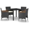 Garden Dining Set Poly Rattan and Tempered Glass