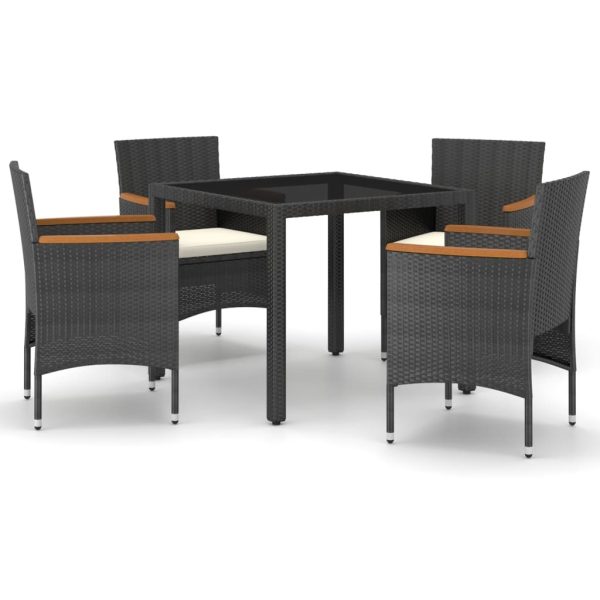 Garden Dining Set Poly Rattan and Tempered Glass