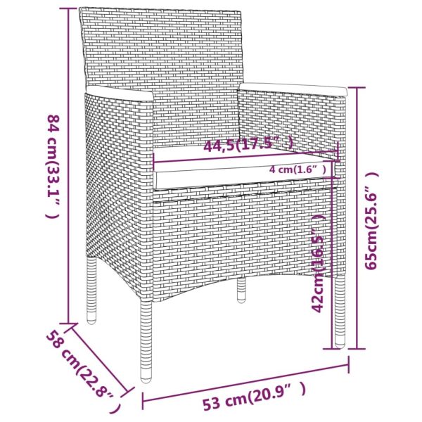 Garden Dining Set Poly Rattan and Tempered Glass