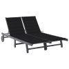 Garden Sun Lounger with Cushion Solid Acacia Wood – 200x123x85 cm, Black