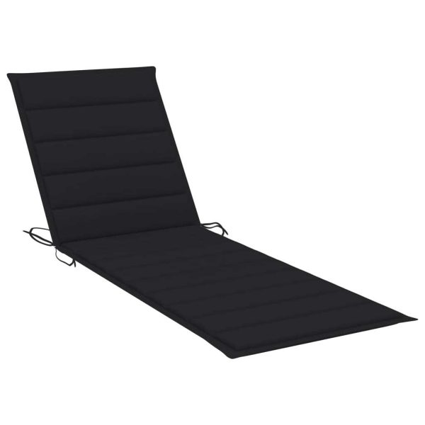 Garden Sun Lounger with Cushion Solid Acacia Wood – 200x123x85 cm, Black