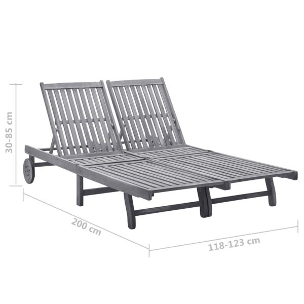 Garden Sun Lounger with Cushion Solid Acacia Wood – 200x123x85 cm, Black