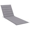 Sun Lounger with Cushion Solid Teak Wood and Stainless Steel – Grey
