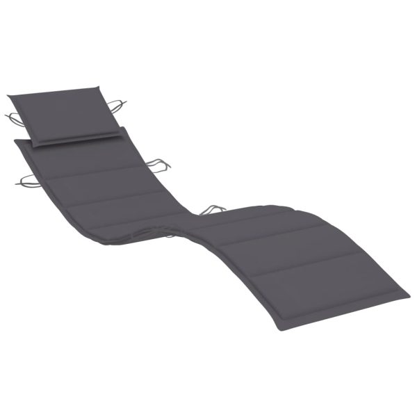 Garden Sun Lounger with Cushion Solid Wood Acacia – Anthracite, 1 Sunlounger