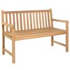 Garden Bench with Cushion Solid Teak Wood – 120 cm, Wine Red