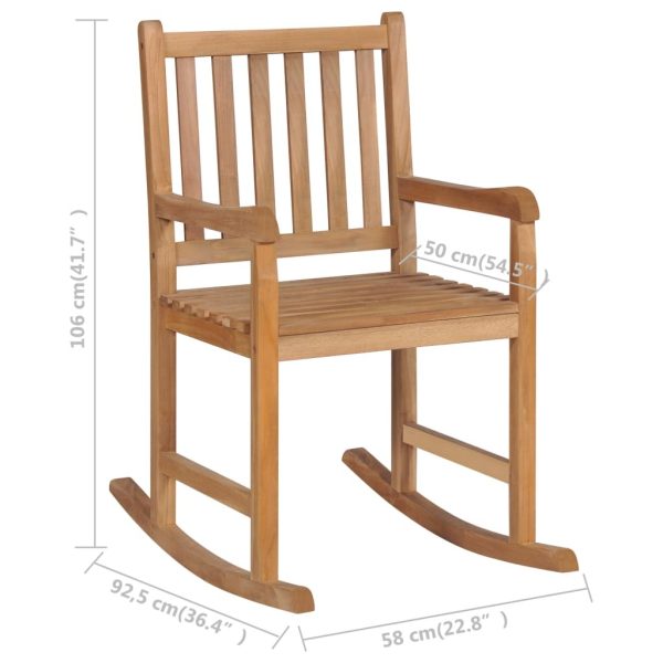 Rocking Chair with Cushion Solid Teak Wood – Anthracite