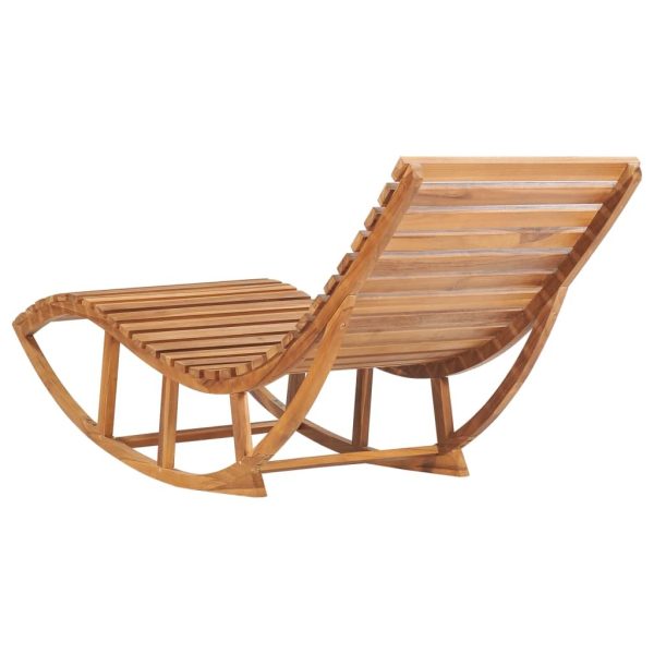 Rocking Sun Lounger with Cushion Solid Teak Wood – Anthracite