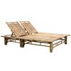 2-Person Sun Lounger with Cushions Bamboo – Grey