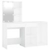 LED Dressing Table with Cabinet Engineered Wood – White