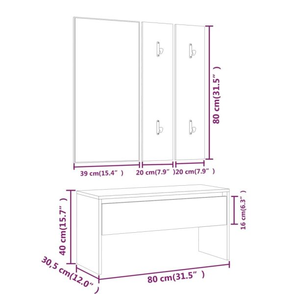 Hallway Furniture Set Engineered Wood – White