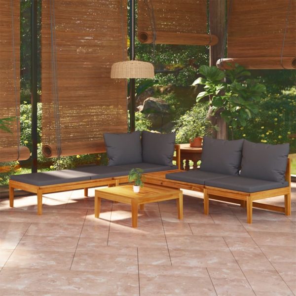 3 Piece Garden Lounge Set with Cushions Acacia Wood