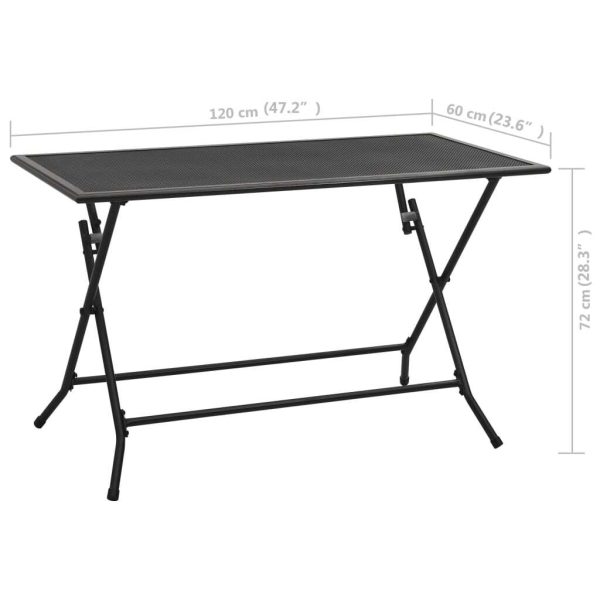 Folding Mesh Table Steel Anthracite – 120x60x72 cm