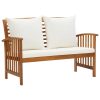 Garden Bench 119 cm Solid Acacia Wood – Brown and White