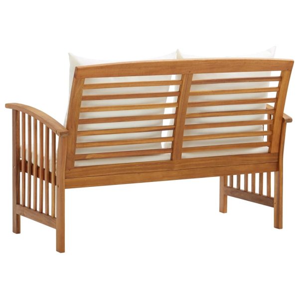 Garden Bench 119 cm Solid Acacia Wood – Brown and White