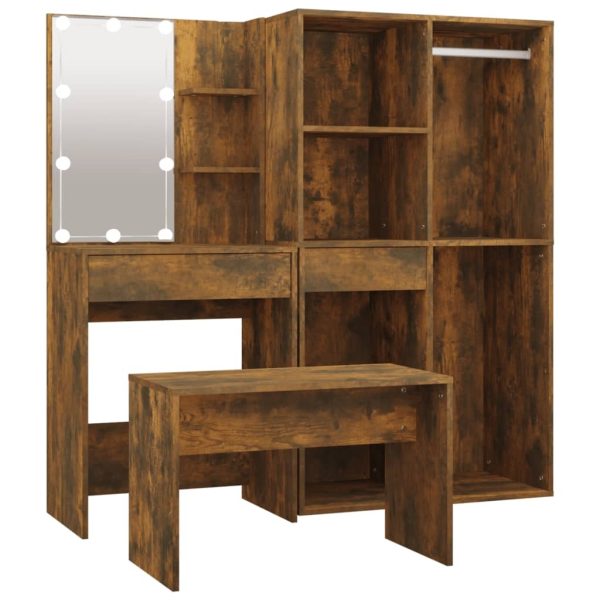 Dressing Table Set with LED Engineered Wood