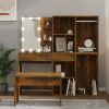 Dressing Table Set with LED Engineered Wood – Smoked Oak