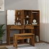 Dressing Table Set with LED Engineered Wood – Smoked Oak