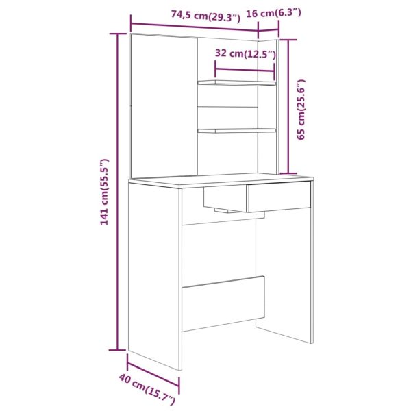 Dressing Table Set 74.5x40x141 cm – White