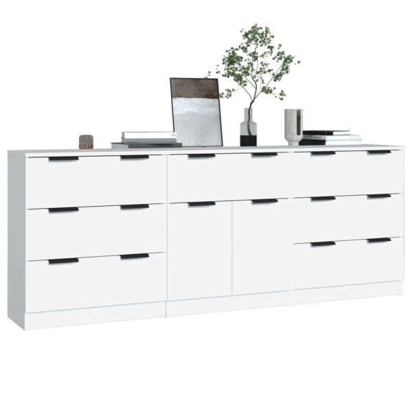3 Piece Sideboards Engineered Wood – White