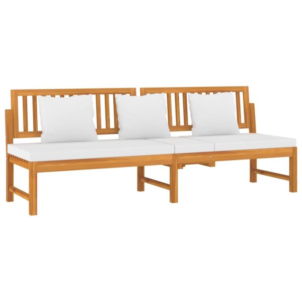 Day Bed with Cushion 200x60x75 cm Solid Wood Acacia – Cream