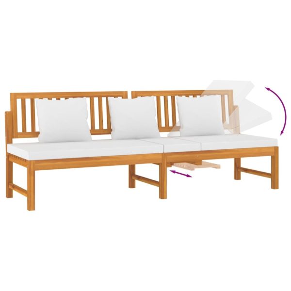 Day Bed with Cushion 200x60x75 cm Solid Wood Acacia – Cream