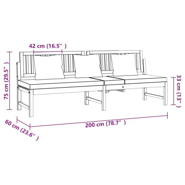 Day Bed with Cushion 200x60x75 cm Solid Wood Acacia – Cream