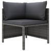 Sectional Corner Sofa with Cushions Poly Rattan – Grey, 4-Seater