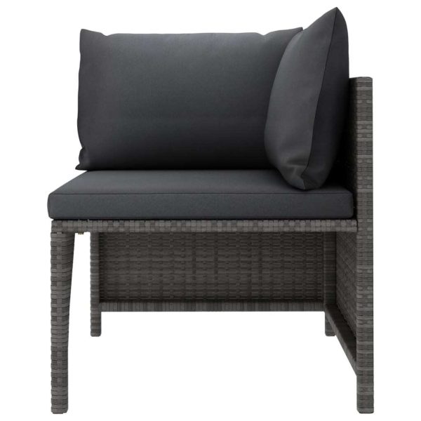 Sectional Corner Sofa with Cushions Poly Rattan – Grey, 4-Seater