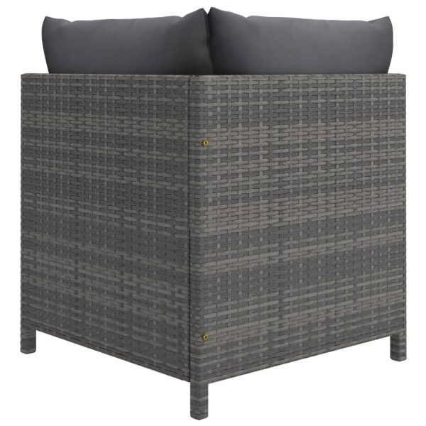 Sectional Corner Sofa with Cushions Poly Rattan – Grey, 4-Seater