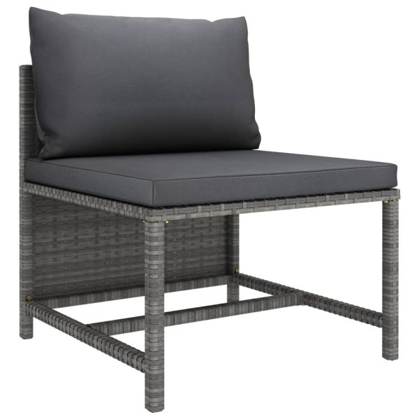 Sectional Corner Sofa with Cushions Poly Rattan – Grey, 4-Seater