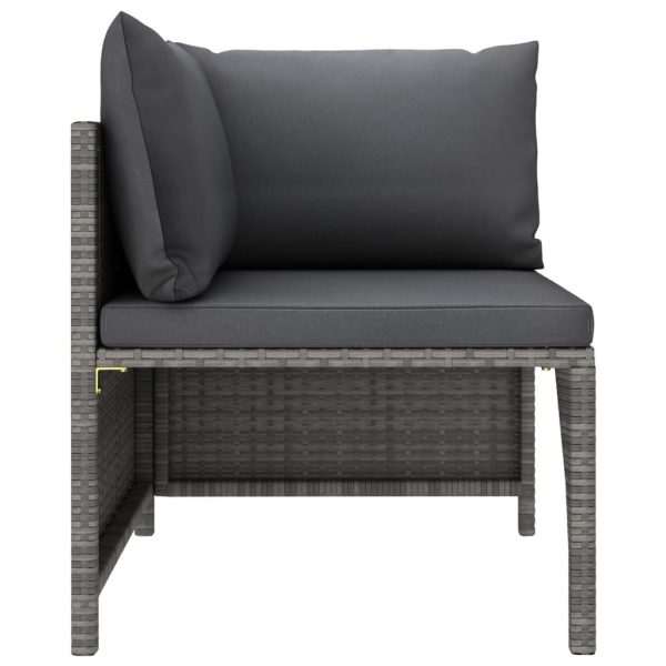 Sectional Corner Sofa with Cushions Poly Rattan – Grey, 4-Seater