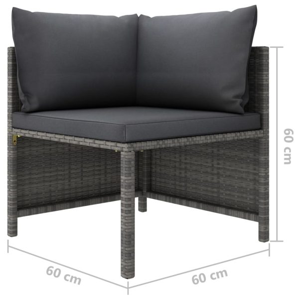 Sectional Corner Sofa with Cushions Poly Rattan – Grey, 4-Seater