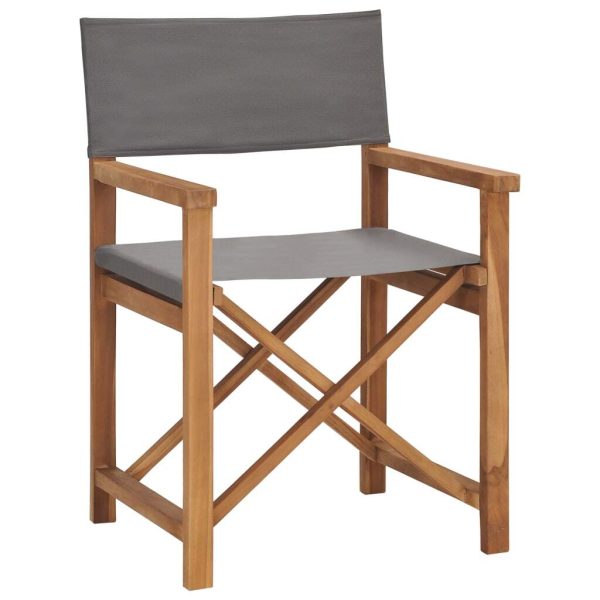 Director’s Chairs 2 pcs Solid Wood Teak – Grey