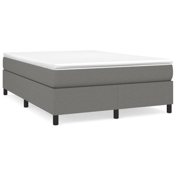 Box Spring Bed with Mattress Dark Grey Fabric – QUEEN
