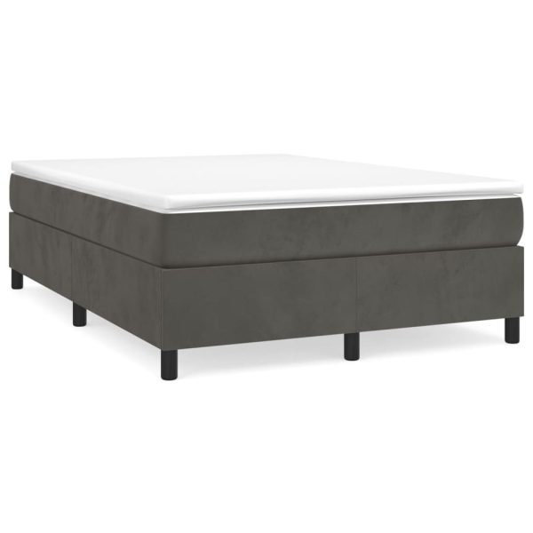 Box Spring Bed with Mattress Dark Grey Velvet