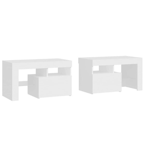 Northbrook Bedside Cabinets 2 pcs with LED Lights 70×36.5×40 cm – White