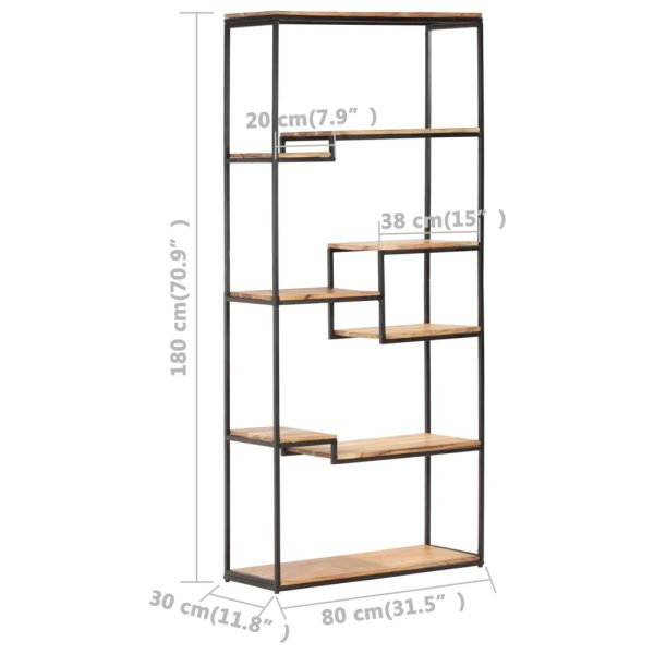 Bookcase 80x30x180 cm – Solid Acacia Wood