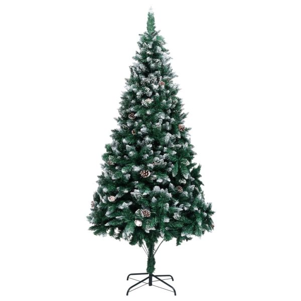 Artificial Christmas Tree with Pine Cones and White Snow – 210×120 cm