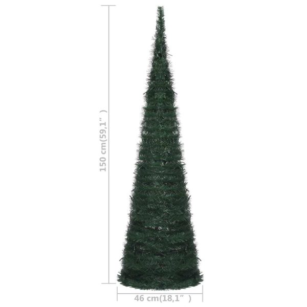 Pop-up String Artificial Christmas Tree with LED Green – 150×46 cm