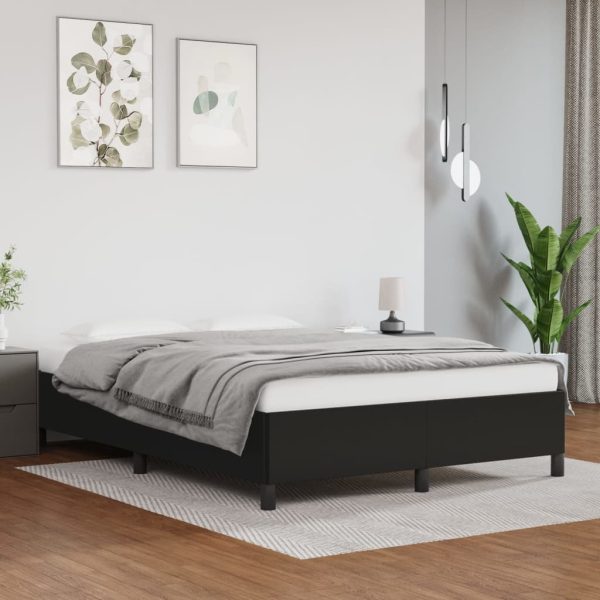 Bed Frame Black Faux Leather – DOUBLE