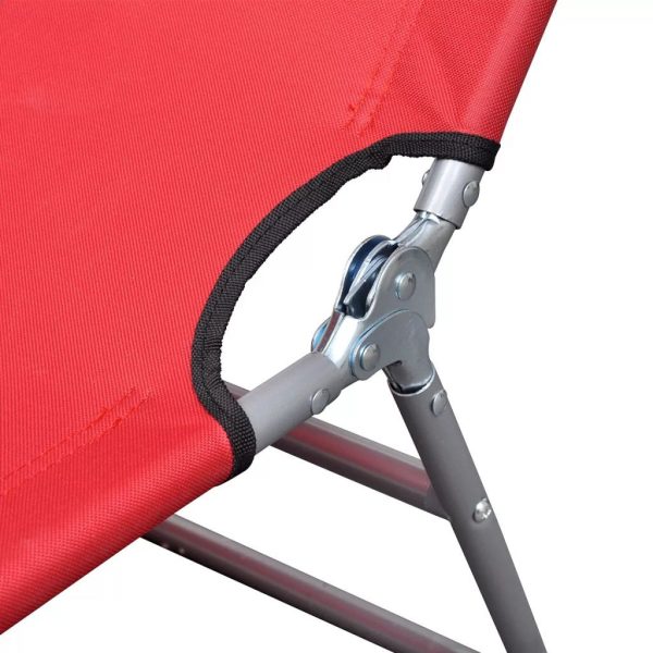 Folding Sun Lounger Powder-coated Steel – Red