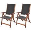 Folding Garden Chairs Solid Acacia Wood and Textilene – 2