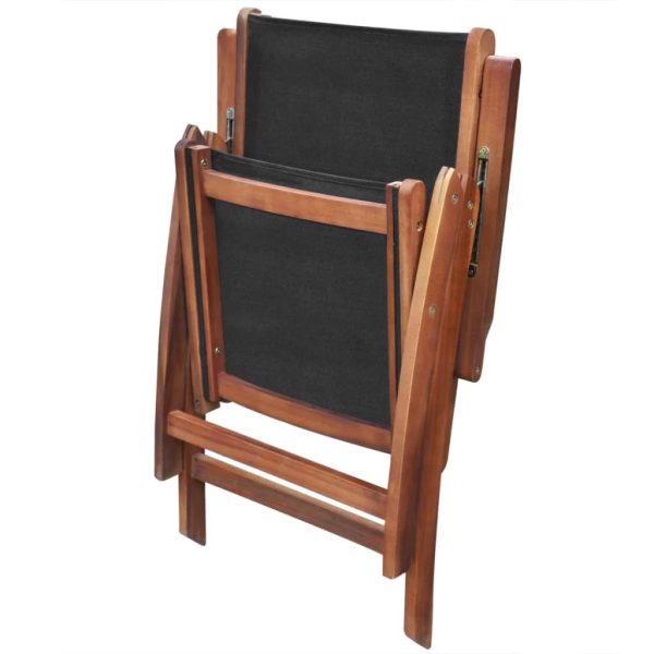 Folding Garden Chairs Solid Acacia Wood and Textilene – 2