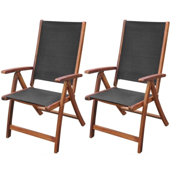 Folding Garden Chairs Solid Acacia Wood and Textilene