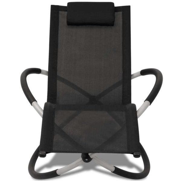 Outdoor Geometrical Sun Lounger Steel and – Black and Grey