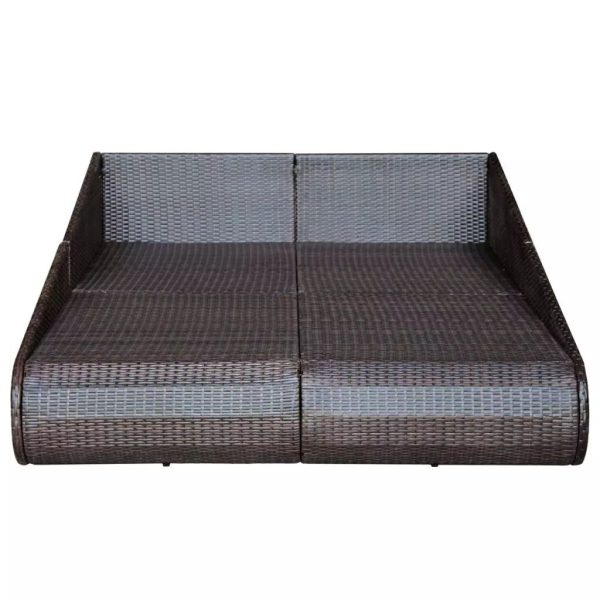 Garden Bed 201×139 cm Poly Rattan – Brown